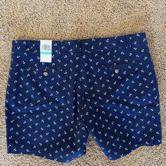 Dockers Navy Blue Nautical Allover Anchor Chino Shorts Preppy Womens 16 NEW NWT - Picture 4 of 7